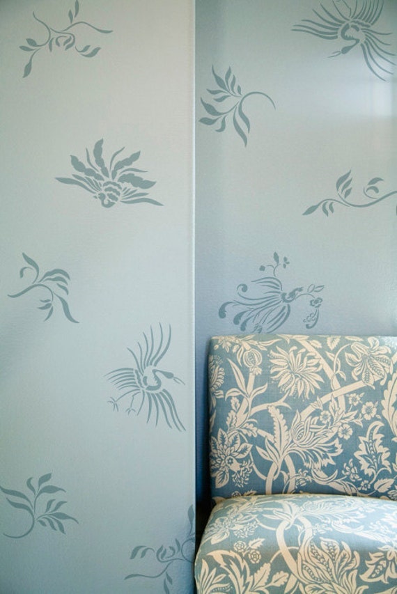 Wall Pattern Stencil Oriental Brushstroke Asian Inspired