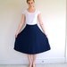 Vintage Skirt. 70s Navy Blue Accordion Pleat Midi Length Skirt. Small / Medium.