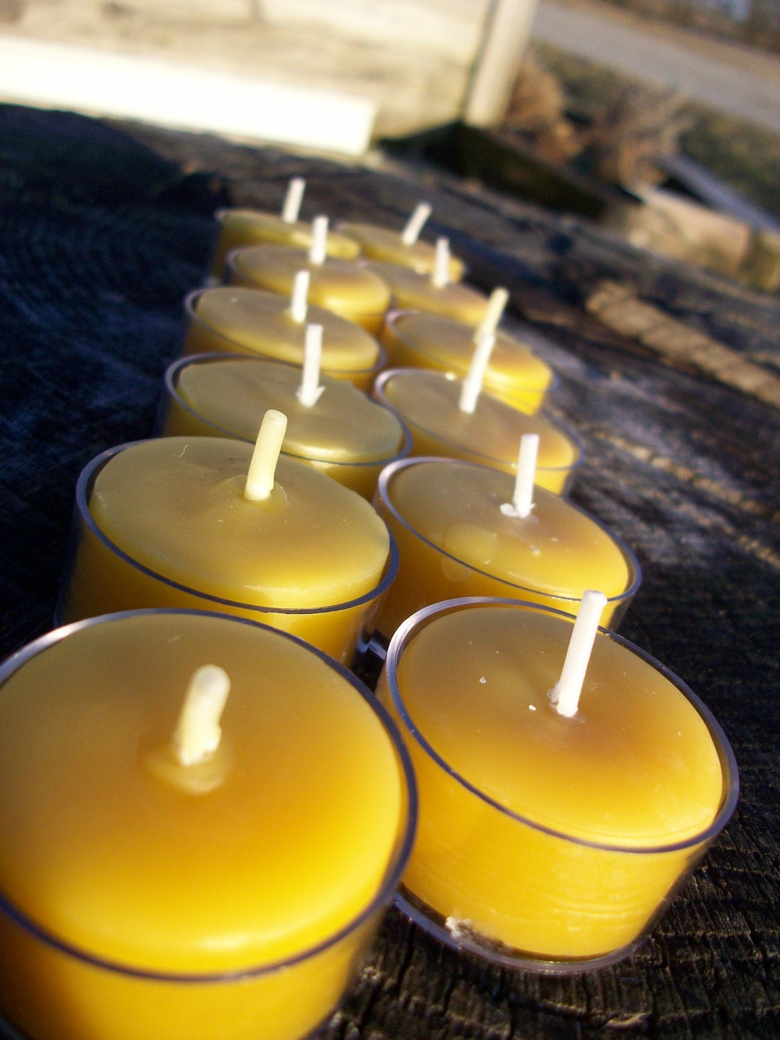 Beeswax Candles Set of 12 Natural Beeswax Tea Lights in clear