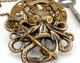 Steam Punk Necklace Steampunk Octopus Jewelry Kraken Cthulhu Steampunk Goggles Steampunk Pirate Steampunk Jewelry By Victorian Curiosities.
