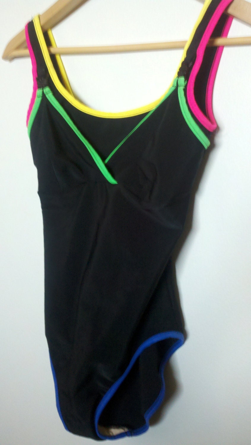 Vintage 90s Neon Bathing Suit Hipster New Mom One Piece