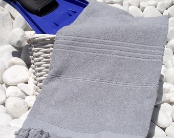 High Quality Hand Woven Turkish Cotton Thick Bath,Beach,Pool,Spa,Yoga Towel or Sarong-Gray,Grey
