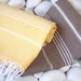 Best Quality Set of 2 Hand Woven Turkish Cotton Bath Towels or Sarong-White Stripes on Yellow and White Stripes on Brown