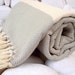 Best Quality Hand-Woven Turkish Cotton Bath Towel,Beach Towel or Sarong-Light Grey and Natural Cream,Ivory
