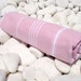 High Quality Hand Woven Turkish Cotton Bath,Beach,Pool,Spa,Yoga,Travel Towel or Sarong-White Stripes on Pale Lilac Pink