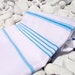 High Quality Hand Woven Turkish Cotton Bath,Beach,Pool,Spa,Yoga,Travel,Boat Trip Towel or sarong-Turguoise Stripes on White