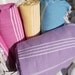 High Quality Set of 4 Hand WovenTurkish Cotton Bath Towels or Sarong-Soft Spring Colors-Purple,Wisteria-Yellow-Pink-Turquoise