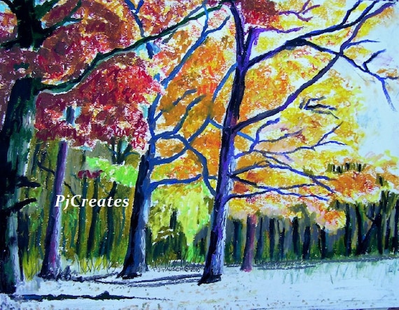 Items similar to Seasonal, Original Art, Seasonal, Oil Pastel Drawing