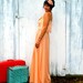 Vintage Fancy PEACH Dream Dress.... small..........80s dress. peach. fancy. maxi. classic. mod