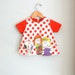 80s CHARLIE BROWN Polka Dots Red Girls Top....size 3 size 3T.....girls. kids. children. red. dots. icecream. retro. novelty. peanuts