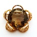 Vintage Smokey Brown Faceted Glass Brooch D'or