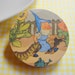 SALE Big Wood Pin Brooch - Gnome in the Garden with a Snail and a Caterpillar - Decoupage Vintage Retro Storybook