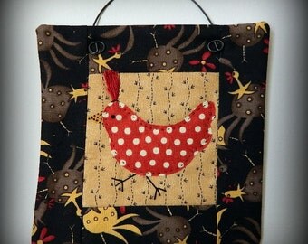 Chicken Mini Quilt - Handmade Original Design