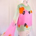On Hold....CHANEL Vintage Silk Chiffon Bell Sleeve Top Monogram Logo Lime Hot Pink