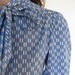 Blue and White Blouse with Bow Tie M