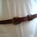 Brown Embossed Leather Skinny Belt