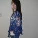 Blue Glass" Flowers & Lace Poncho, Baby Alpaca ,Silk (ready to ship) SALE