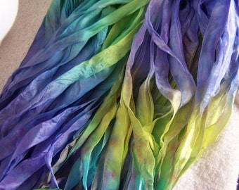 Hand Dyed TAHITI 4 Yards 1/2 inch wide Ribbon Yarn