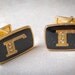 Pair of vintage gold plated cuff links embellished with letter G