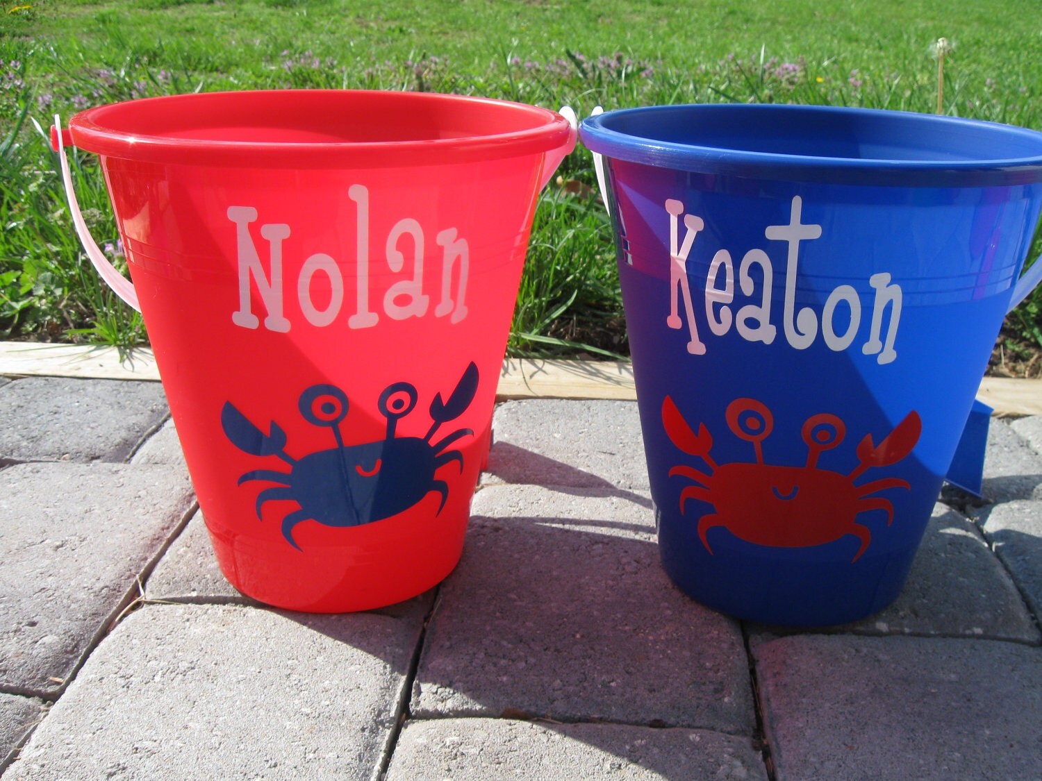 Personalized sand pail bucket with shovel name cute