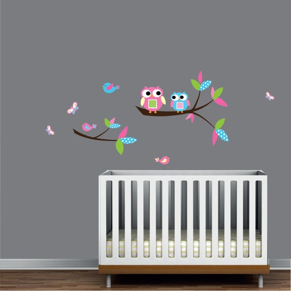 Items similar to Kids Wall Decal set of Branches Owls Birds and