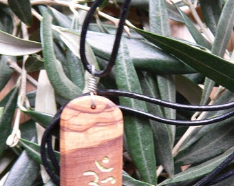 Olive Wood necklace with carved Aum-OM symbol