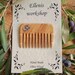 Hand carved Greek Olive Wood hair comb inlaid with Tibetan silver rose