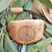 Hand carved Greek Olive Wood bracelet inlaid with Tibetan silver peace symbol