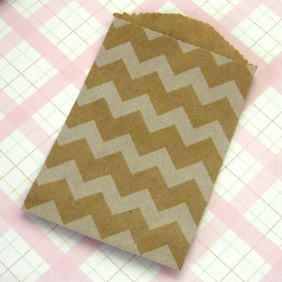 usa x paper bags Print Mini 50 Bags 3/4 4  kraft inches 2 Kraft White Chevron Paper