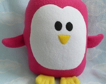 Plush Magenta Penguin Pillow Pal, Baby Safe, Machine Washable