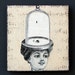 fridge magnet - Belle Jar - quirky, humorous, Victorian fashion, unique womens hats, original collage art