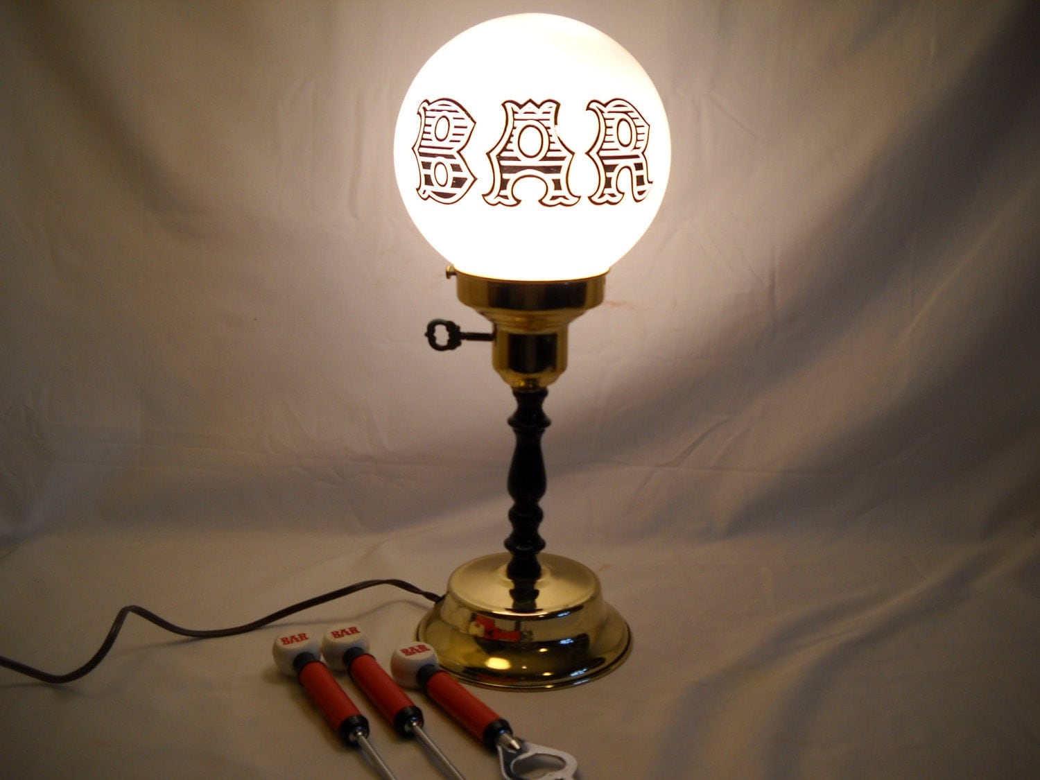 Vintage Bar Lamp and Bar Accessories