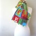 Bright Wrap Scarf with Colorful PomPoms - Multicolored Faux Patchwork Lightweight Cotton Shawl Pashmina Wrap : Spring Fashion