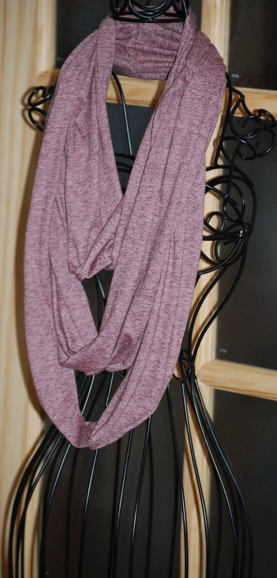 Jersey Knit Infinity Scarf in Dusty Pink with Grey Speckles