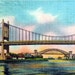 1945 NY City Triborough and Hell-Gate Bridges Linen Postcard, Vintage