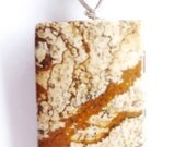 Map men's necklace/ jasper, picture jasper, brown, beige, RESERVED