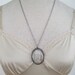 Vintage 1973 Folk Woodland Signed Avon Goddess Dianna Diana Silvertone Etched Glass Pendant Necklace