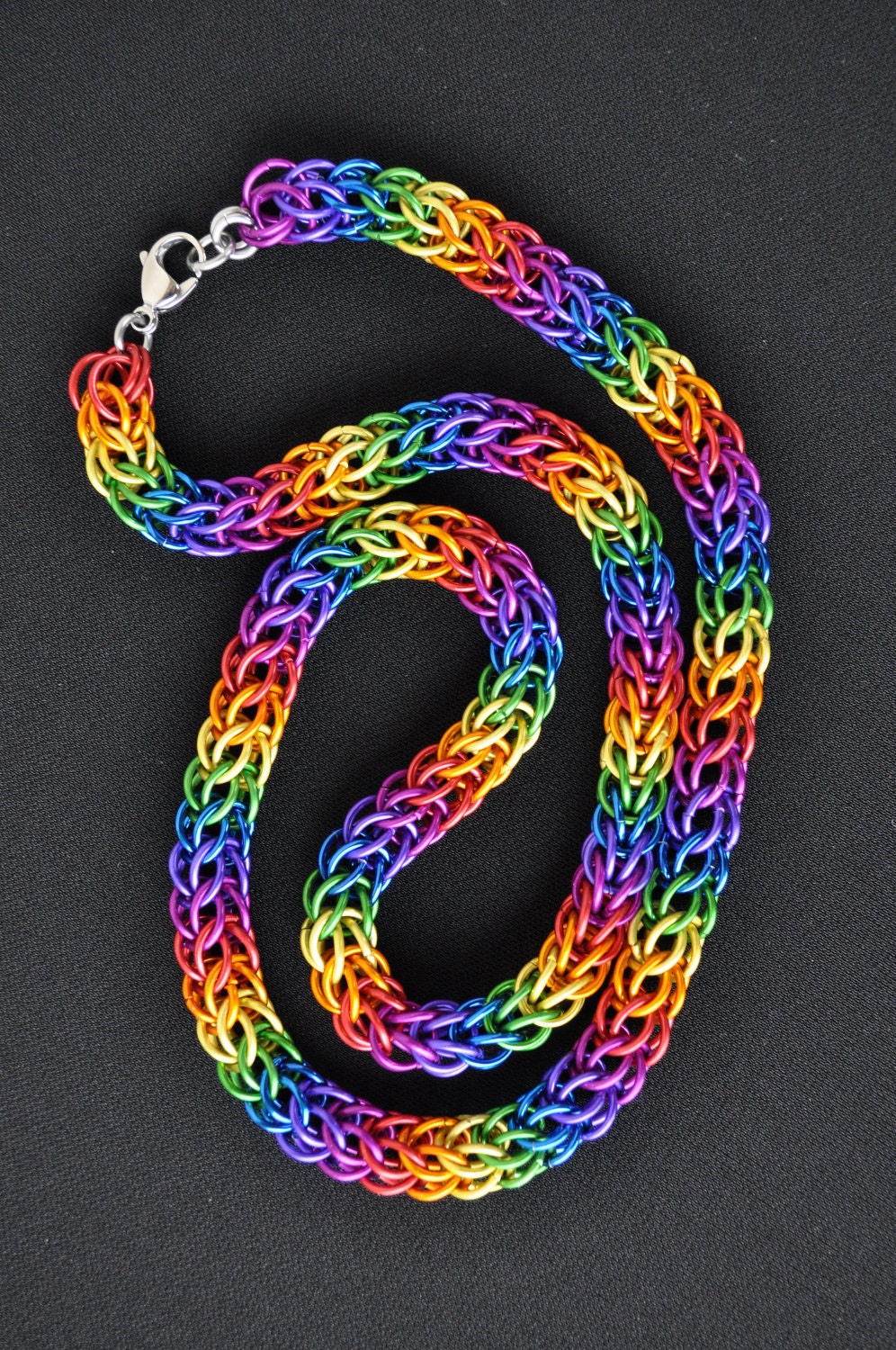 Gay Pride Necklace Chainmail Necklace Gay Pride Colors 1849