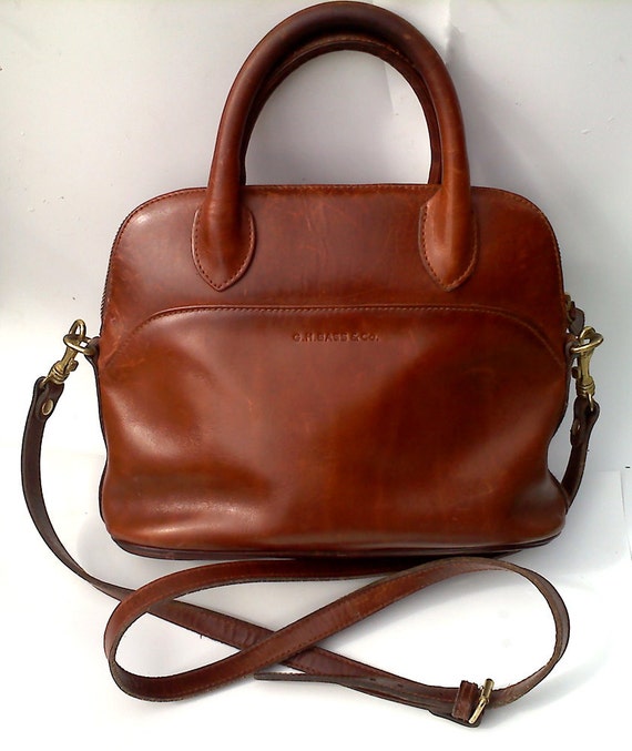 Brown Leather G.H. Bass Co. Purse Pocket Book Bag Satchel Tote