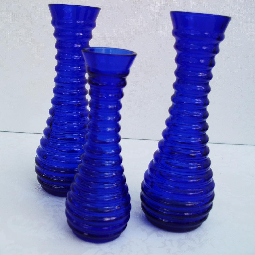 Vintage Bud Vases Cobalt Blue Glass Cobalt Glass Vase