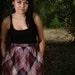 Vintage 70s Skirt Diamond PLAID Pockets Blues Purples Pinks Wool Blend 29 W Small