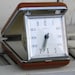 Vintage Equity Travel Clock - Silver Trim, Luminous, Wind Up, Folds Up, Easy to Carry, Hard Plastic, Treasury Item