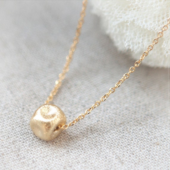 Items similar to Golden Cube Necklace on Etsy