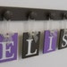Baby Girl Brown Purple Nursery Wall Letters - Name for ELISE - 5 Peg Hooks in Brown and Lilac