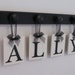 Personalized Boutique Custom Baby Child Name for ALLY with 4 Wooden Hooks Black