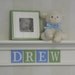 Blue Green Nursery Art Children Name Nursery Decor 24" Shelf Sign 4 Wooden Letters Personalized for DREW