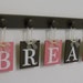 Pink and Brown Baby Girl Wall Letter for Nursery - BREAH Set included 5 Hanging Wooden Plaques and 4 Pegs