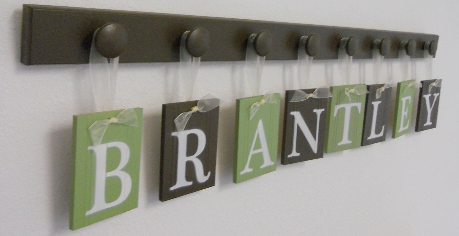 Baby Boy Wall Letters Hanging Nursery Letter Blocks Brown