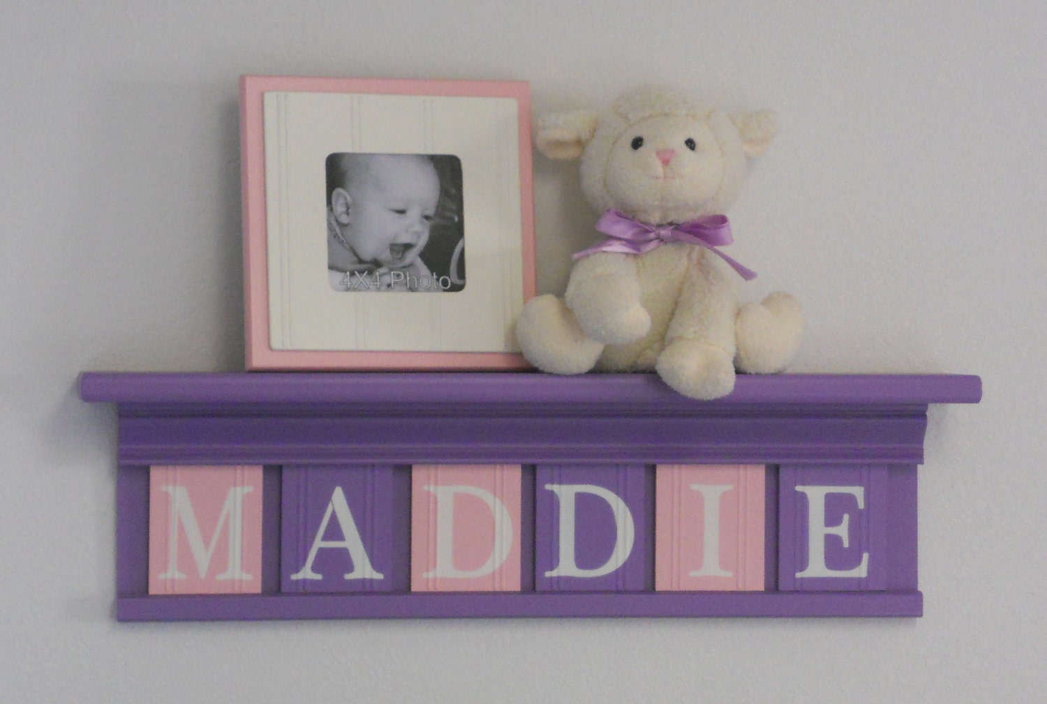 Purple Pink Nursery Decor Baby Girl Nursery Wall Art Shelf