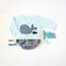 A knitted sweater with diaper cover - blue with a whale and little fish - newborn